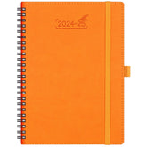 BEZEND 2025 Diary A5 Week to View 18 Months Starts from Now to DEC 2025, Spiral Bound, Vertical Weekly Planner with Monthly Tab, Pen Holder, PU Leather Soft Cover, Orange